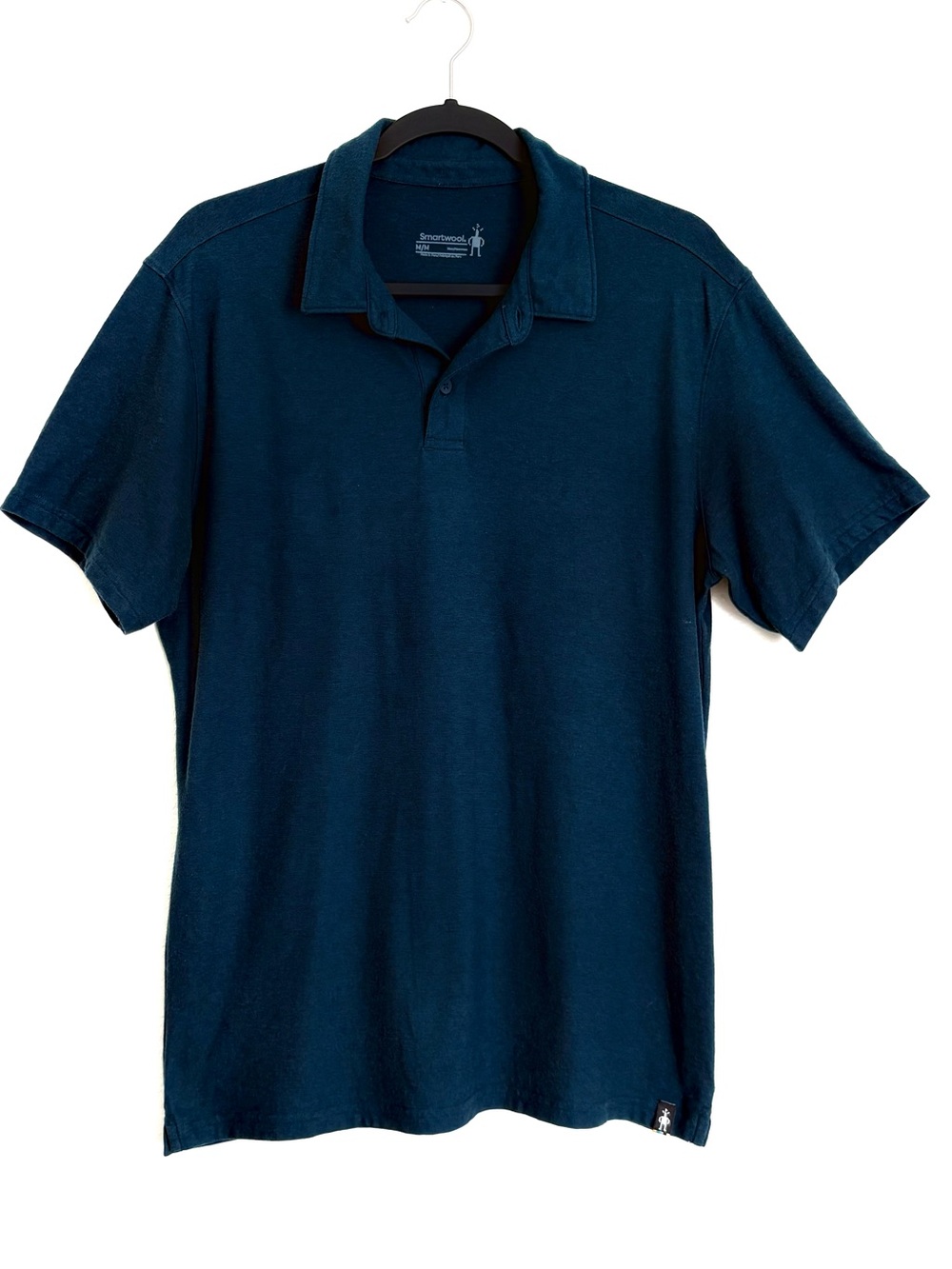 Smartwool Classic Merino Wool Polo Men’s Dark Blue Natural Fabric Sz Wicking M